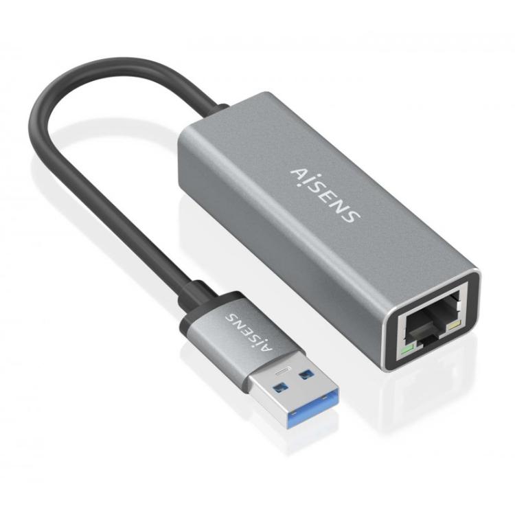 AISENS - Conversor USB 3.0 a ethernet Gigabit 10/100/1000 Mbps, Gris, 15cm - A106-0897