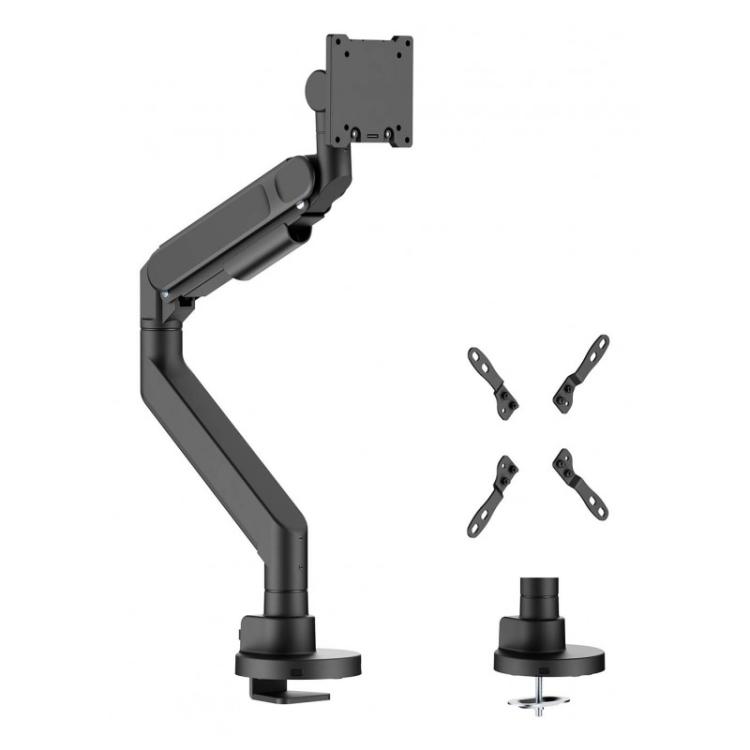 AISENS - Soporte de mesa pro contrapeso giratorio e inclinable para monitor/TV 27kg (3 pivotes, 1 brazo) de 24-57, Negro
