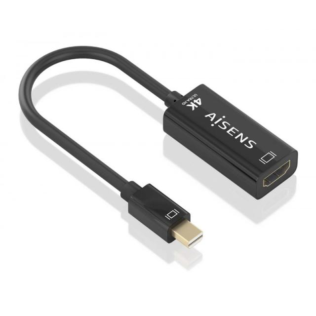 AISENS - Conversor MINI DP a HDMI 4K@60Hz, MINI DP/M-HDMI/H, Negro, 15cm