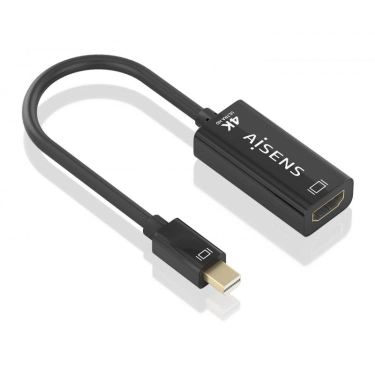AISENS - Conversor MINI DP a HDMI 4K@60Hz, MINI DP/M-HDMI/H, Negro, 15cm