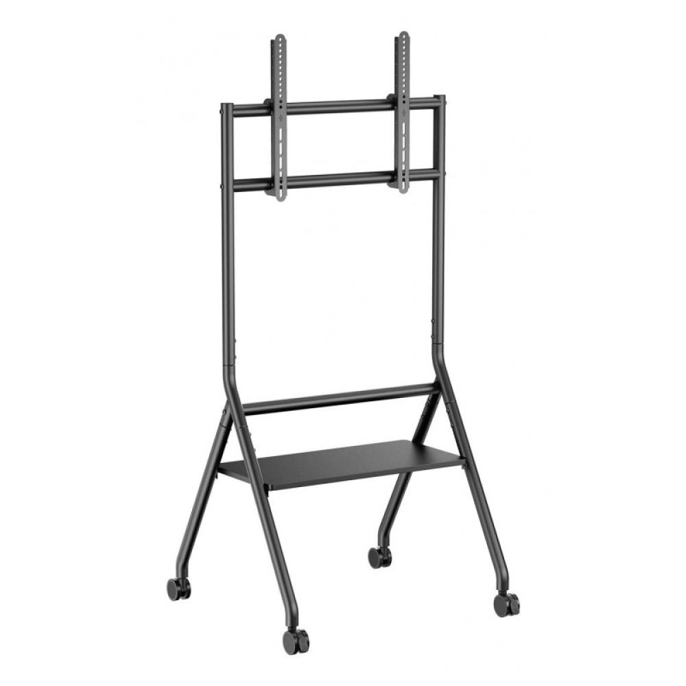 AISENS - Soporte de suelo eco con rueda, 1 bandeja para pantalla interactiva/TV 80kg de 37-86, Negro