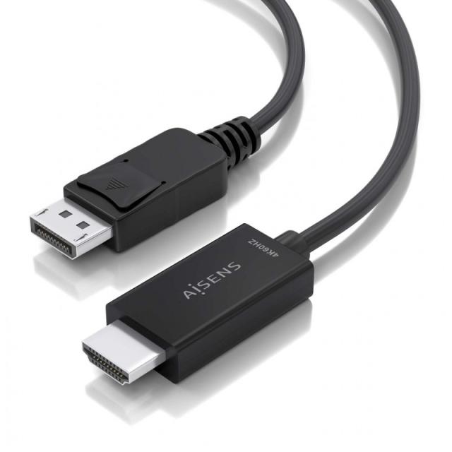 AISENS - Cable conversor DisplayPort a HDMI 4K@60Hz, DP/M-HDMI/M, Negro, 1.5m