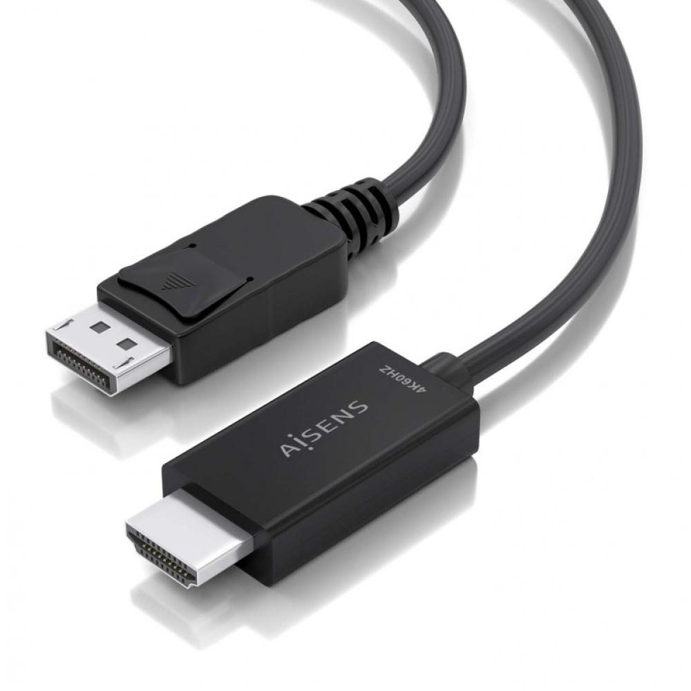 AISENS - Cable conversor DisplayPort a HDMI 4K@60Hz, DP/M-HDMI/M, Negro, 1.5m