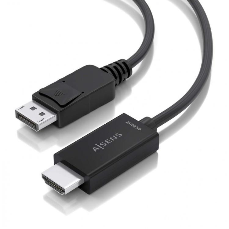 AISENS - Cable conversor DisplayPort a HDMI 4K@60Hz, DP/M-HDMI/M, Negro, 1.5m