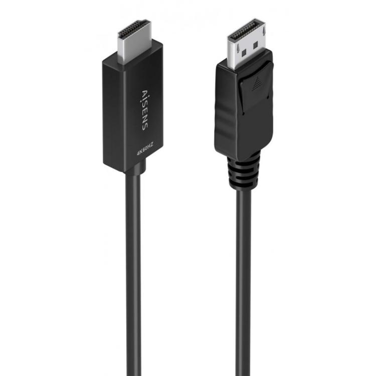 AISENS - Cable conversor DisplayPort a HDMI 4K@60Hz, DP/M-HDMI/M, Negro, 0.6m