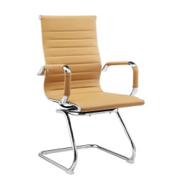 Sillón de oficina VARSOVIA, fijo de patÃ­n, cromado, similpiel marrón claro