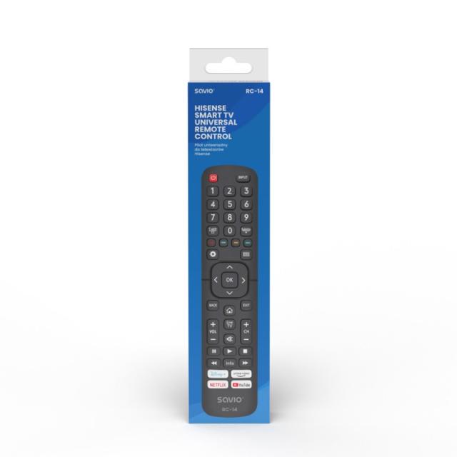Savio - RC-14 Universal remote control/replacement for HISENSE SMART TV mando a distancia IR inalámbrico TV, Sintonizador de TV