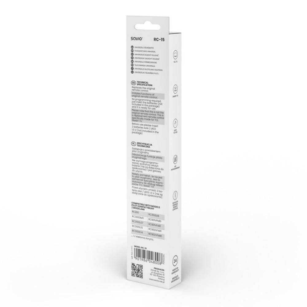 Savio - RC-15 universal remote control/replacement for TCL SMART TV mando a distancia IR inalámbrico Botones