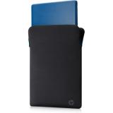 HP - Funda protectora reversible para portátil de 14 pulgadas, negra/azul