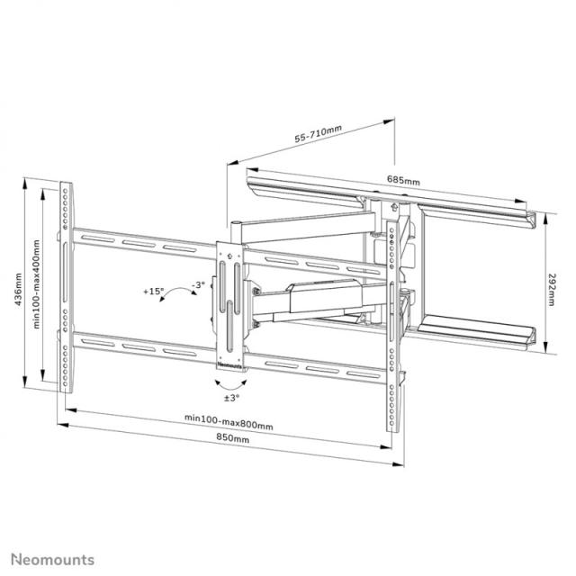 Neomounts - WL40-550BL18 Soporte de pared para TV 43-75" - movimiento completo - fácil montaje