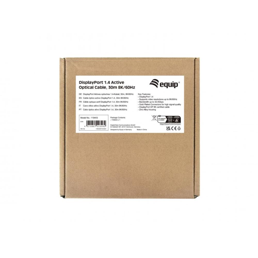 Equip - 119443 Cable óptico activo DisplayPort 1.4, 30 m, 8K/60 Hz
