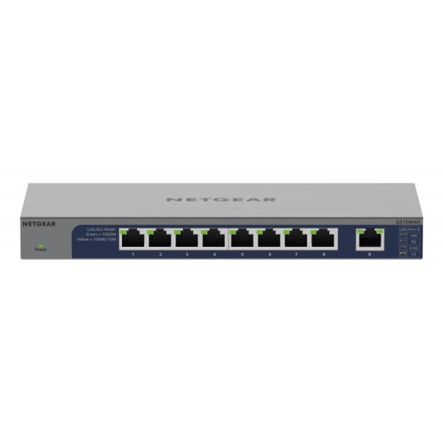 NETGEAR - GS108MX-100EUS switch No administrado L2 Gigabit Ethernet (10/100/1000) Montaje en pared/escritorio