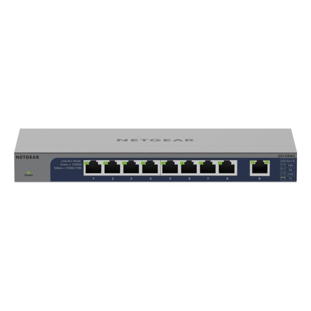 NETGEAR - GS108MX-100EUS switch No administrado L2 Gigabit Ethernet (10/100/1000) Montaje en pared/escritorio