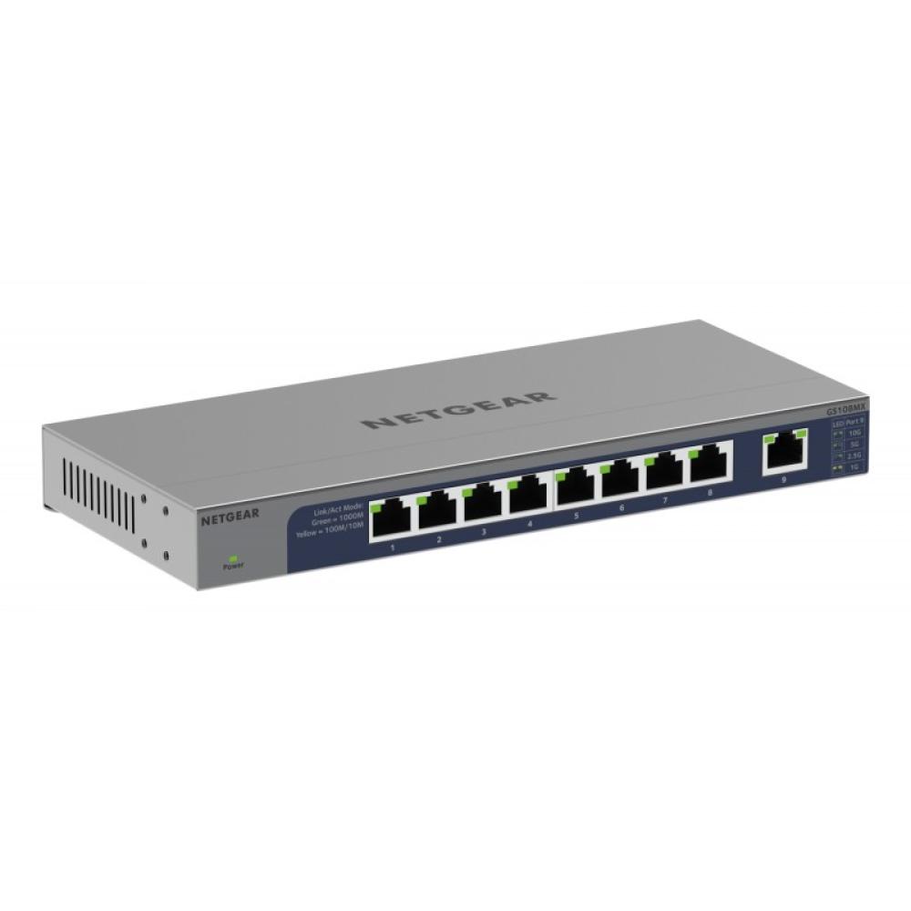NETGEAR - GS108MX-100EUS switch No administrado L2 Gigabit Ethernet (10/100/1000) Montaje en pared/escritorio