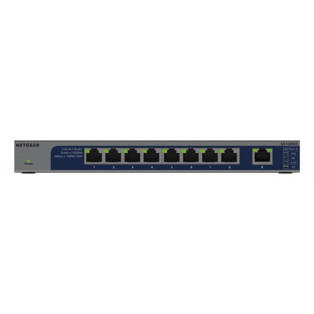 NETGEAR - GS108MX-100EUS switch No administrado L2 Gigabit Ethernet (10/100/1000) Montaje en pared/escritorio