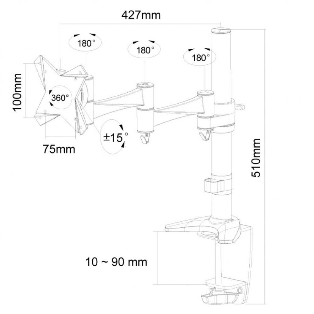 Neomounts - FPMA-D1330SILVER Brazo de monitor 10-30"