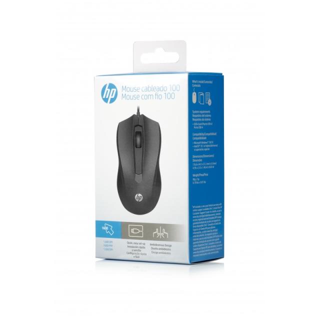 HP - Ratón con cable 100 - 6VY96AA#ABB