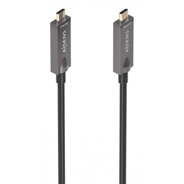 AISENS - Cable USB 3.1 Gen2 10Gbps AOC 4K@60Hz 3A 60W E-Marker, tipo USB-C/M-USB-C/M, Negro, 10m
