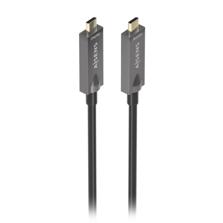 AISENS - Cable USB 3.1 Gen2 10Gbps AOC 4K@60Hz 3A 60W E-Marker, tipo USB-C/M-USB-C/M, Negro, 7.5m