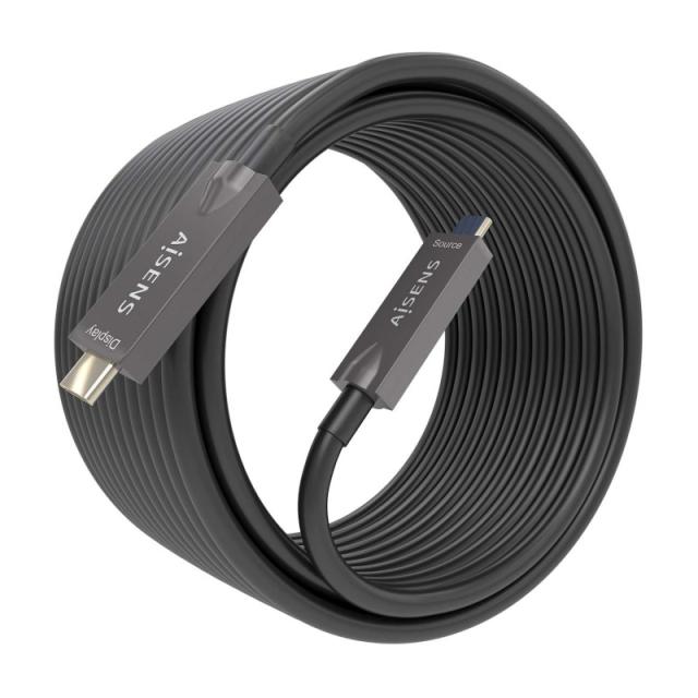 AISENS - Cable USB 3.1 Gen2 10Gbps AOC 4K@60Hz 3A 60W E-Marker, tipo USB-C/M-USB-C/M, Negro, 7.5m