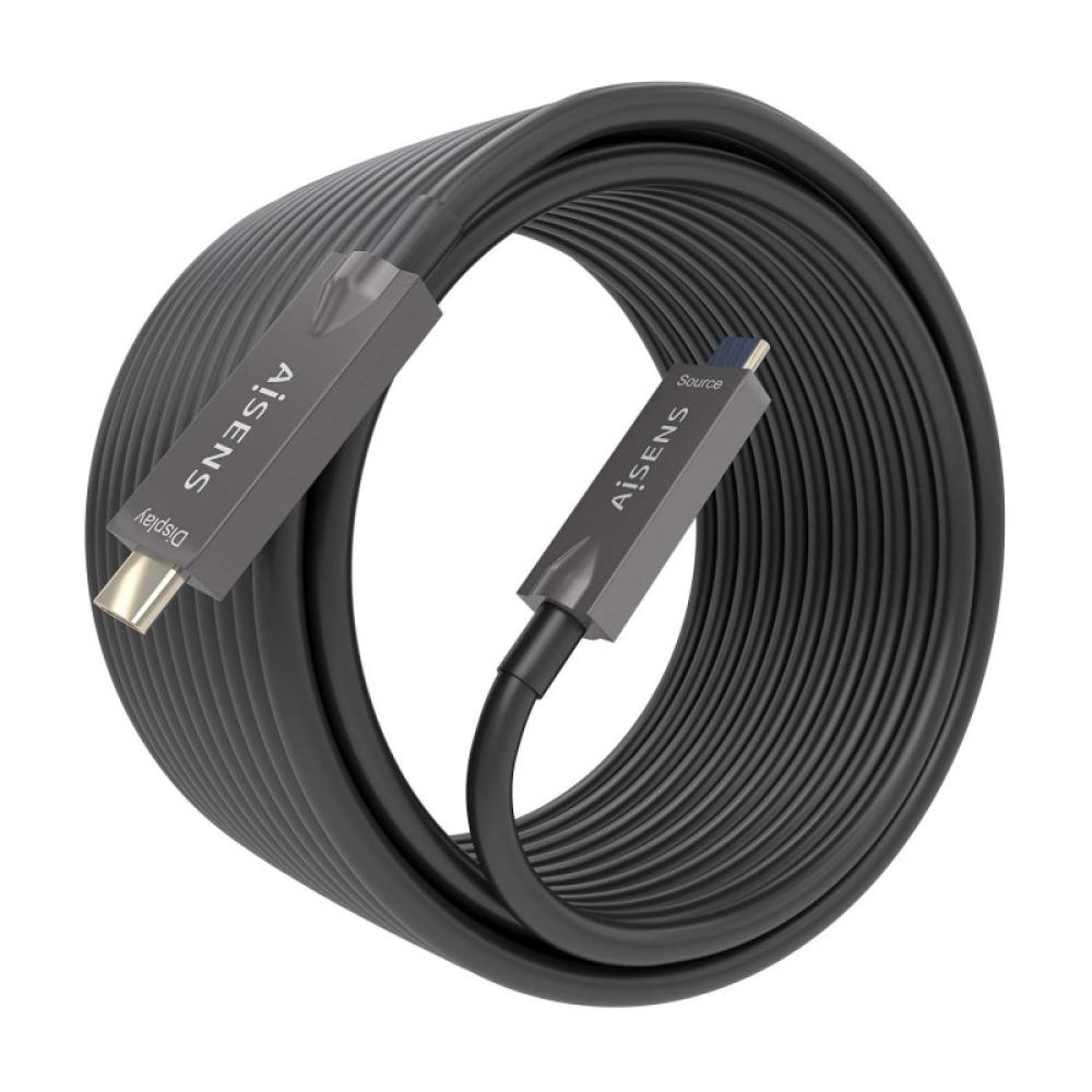 AISENS - Cable USB 3.1 Gen2 10Gbps AOC 4K@60Hz 3A 60W E-Marker, tipo USB-C/M-USB-C/M, Negro, 7.5m