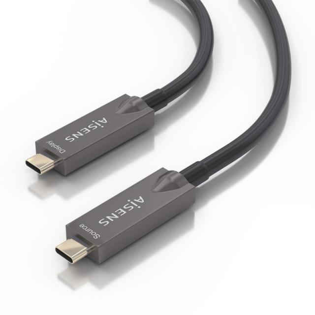 AISENS - Cable USB 3.1 Gen2 10Gbps AOC 4K@60Hz 3A 60W E-Marker, tipo USB-C/M-USB-C/M, Negro, 7.5m