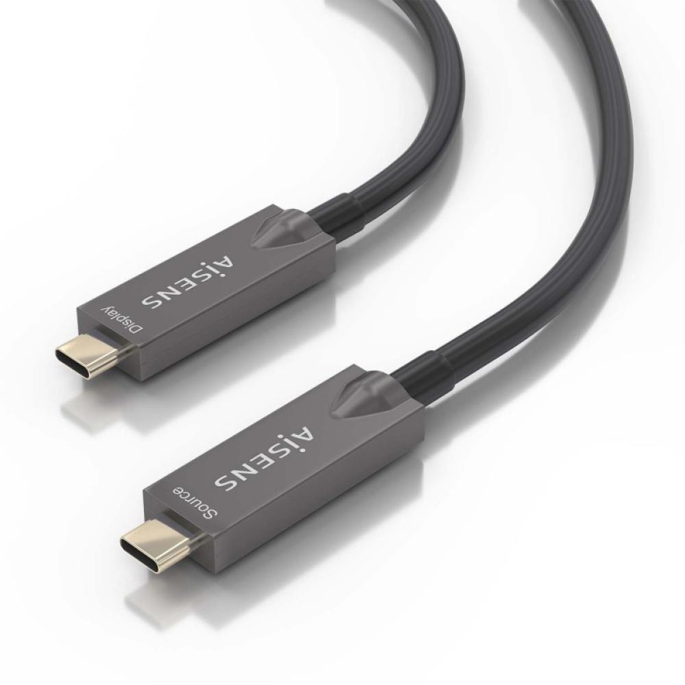 AISENS - Cable USB 3.1 Gen2 10Gbps AOC 4K@60Hz 3A 60W E-Marker, tipo USB-C/M-USB-C/M, Negro, 7.5m