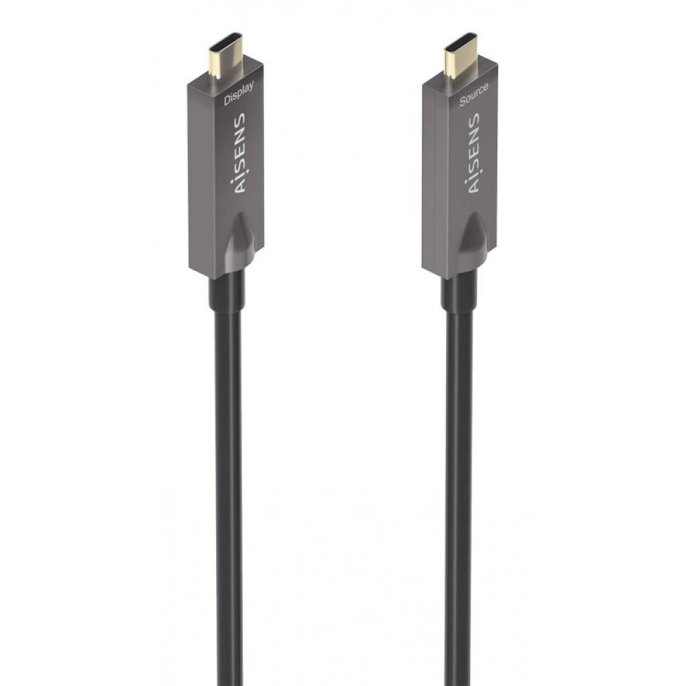 AISENS - Cable USB 3.1 Gen2 10Gbps AOC 4K@60Hz 3A 60W E-Marker, tipo USB-C/M-USB-C/M, Negro, 7.5m