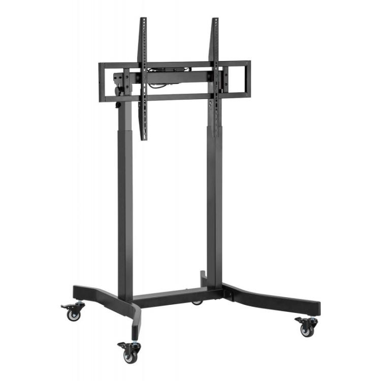 AISENS - Soporte de suelo motorizado pro con ruedas para monitor/TV 120kg de 55-100, Negro