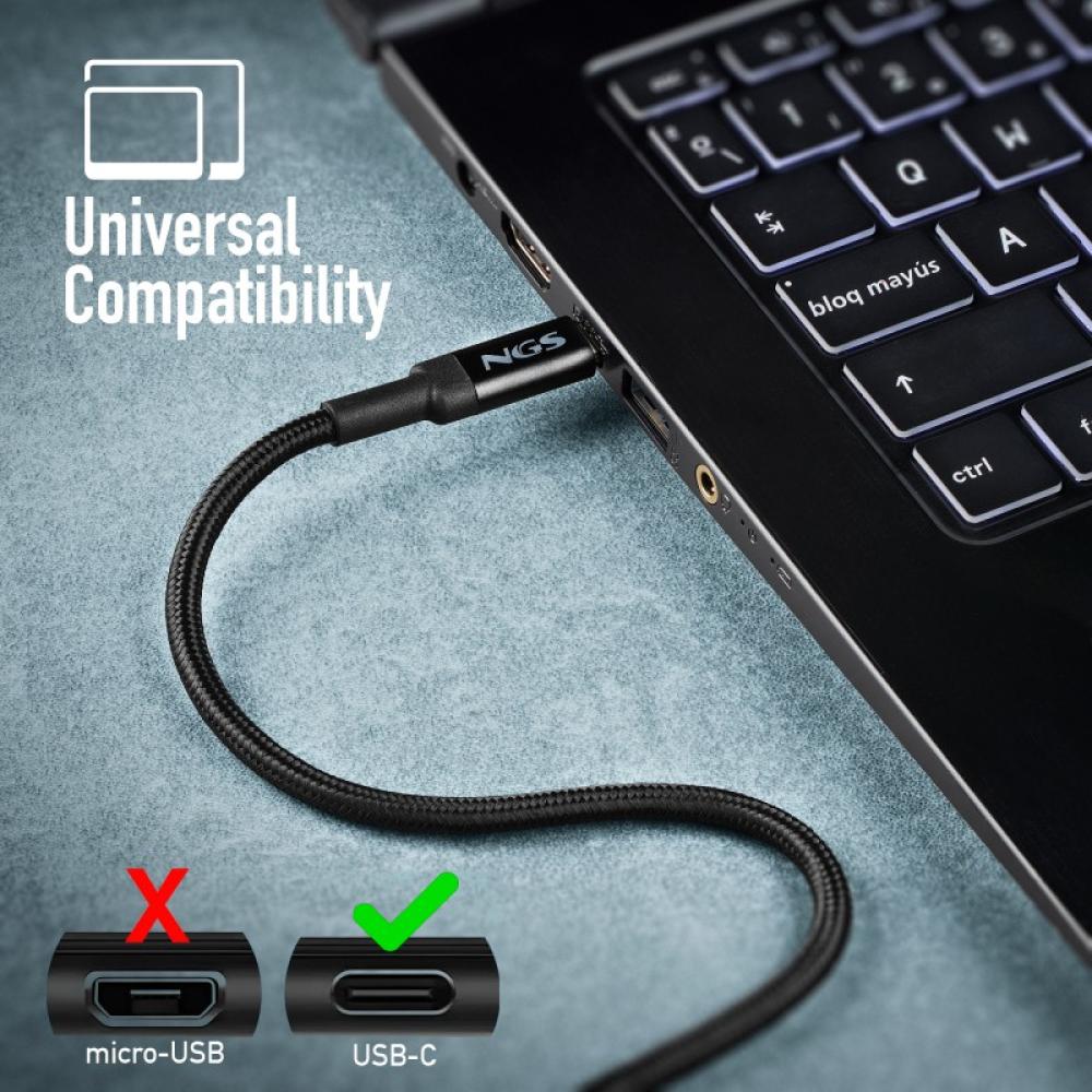 NGS - KNOT 65W-3 cable USB USB 2.0 3 m USB C Negro