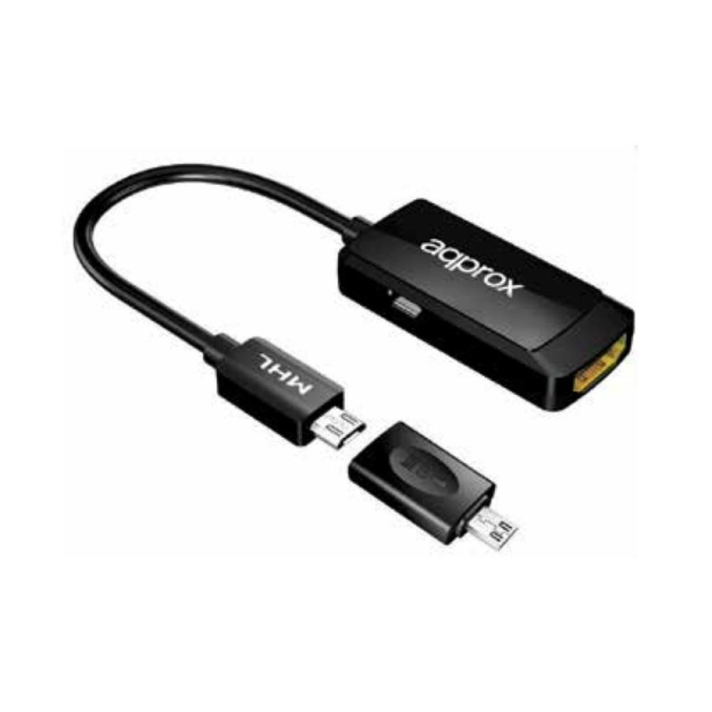 Approx - appC24 HDMI tipo A (Estándar) MicroUSB tipo B Negro