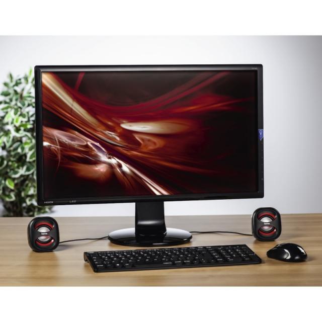 Hama - Altavoces para Ordenador, con conexión USB A y jack 3,5mm, potentes y ligeros, color negro.