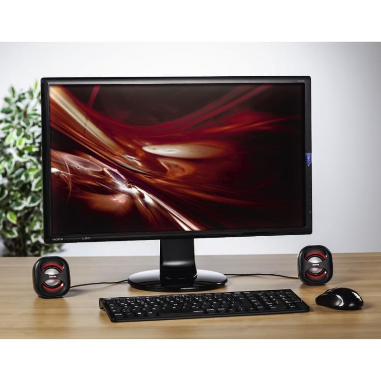 Hama - Altavoces para Ordenador, con conexión USB A y jack 3,5mm, potentes y ligeros, color negro.