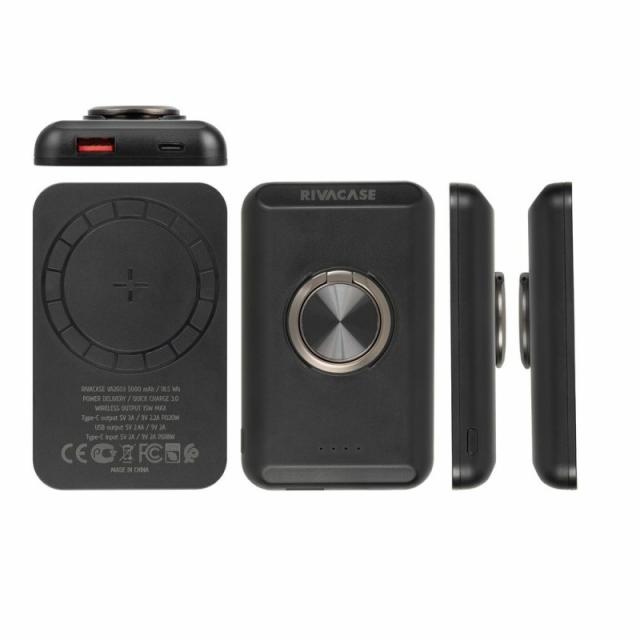Rivacase - VA2603 batería externa Polímero de litio 5000 mAh Cargador inalámbrico Negro