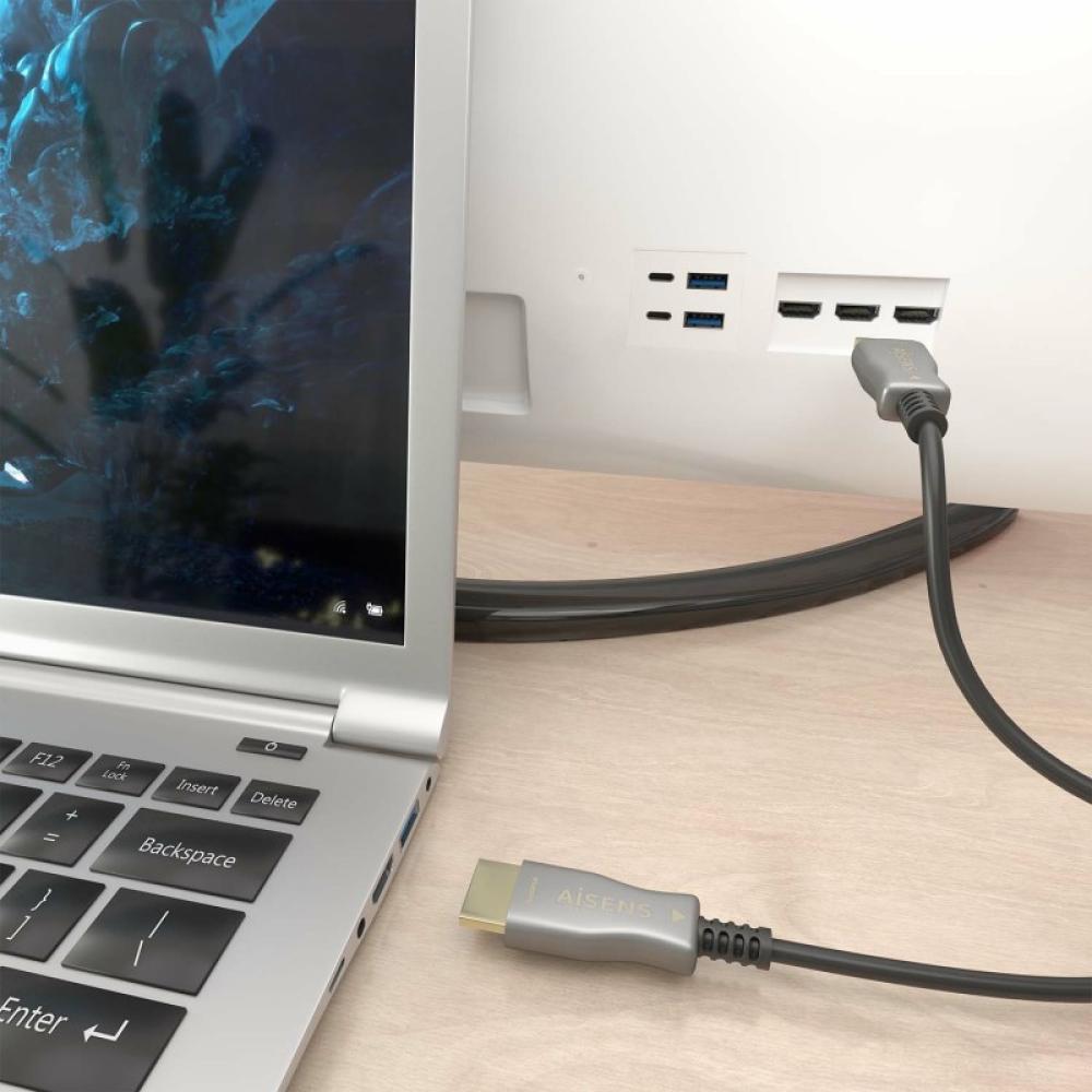 AISENS - Cable HDMI V2.0 AOC Premium Alta Velocidad / HEC 4K@60Hz 18Gbps, A/M-A/M, Negro, 10 m