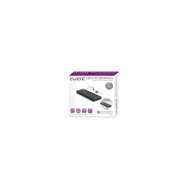 Ewent - EW7023 caja para disco duro externo Caja externa para unidad de estado sólido (SSD) Negro M.2