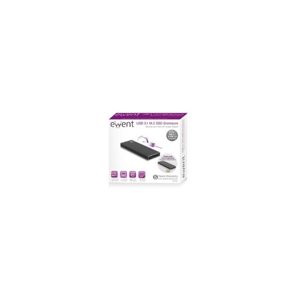 Ewent - EW7023 caja para disco duro externo Caja externa para unidad de estado sólido (SSD) Negro M.2