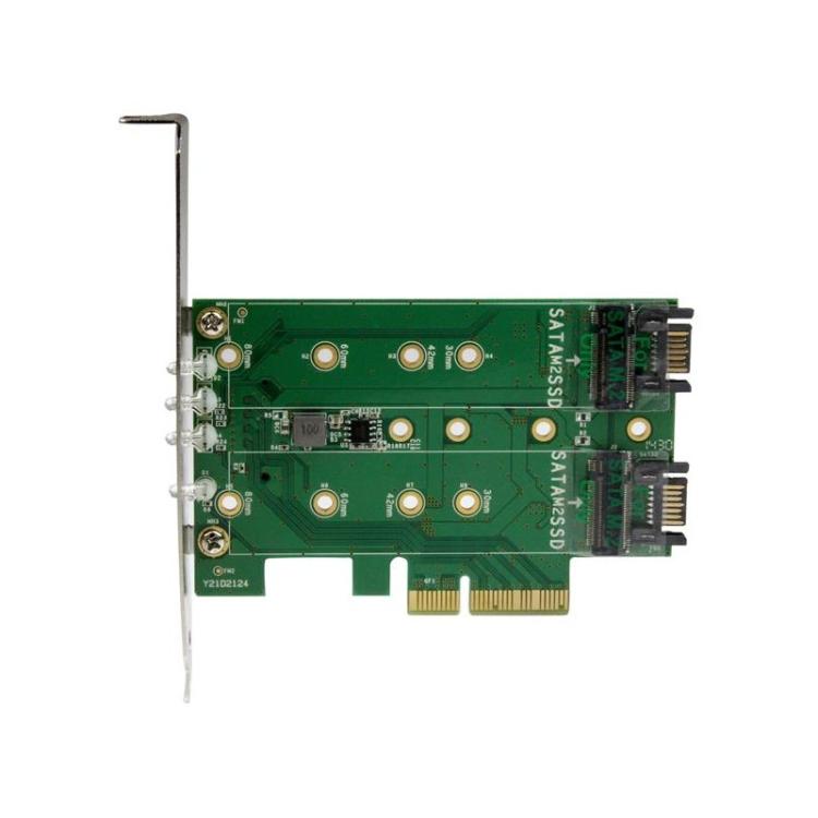 StarTech.com - Tarjeta Adaptadora de 3 Puertos M.2 NGFF para SSD - Soporta 1x SSD M.2 PCIe NVMe - 2x SSD M.2 SATA III - Adaptado