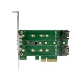 StarTech.com - Tarjeta Adaptadora de 3 Puertos M.2 NGFF para SSD - Soporta 1x SSD M.2 PCIe NVMe - 2x SSD M.2 SATA III - Adaptado
