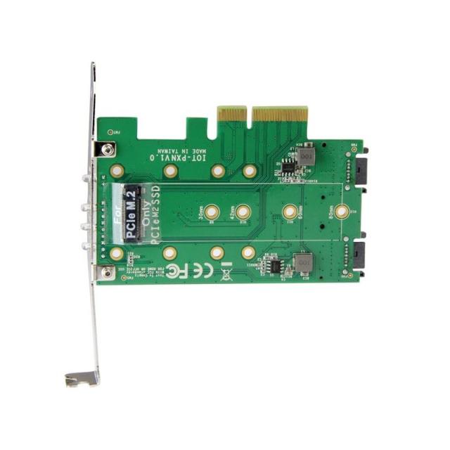 StarTech.com - Tarjeta Adaptadora de 3 Puertos M.2 NGFF para SSD - Soporta 1x SSD M.2 PCIe NVMe - 2x SSD M.2 SATA III - Adaptado