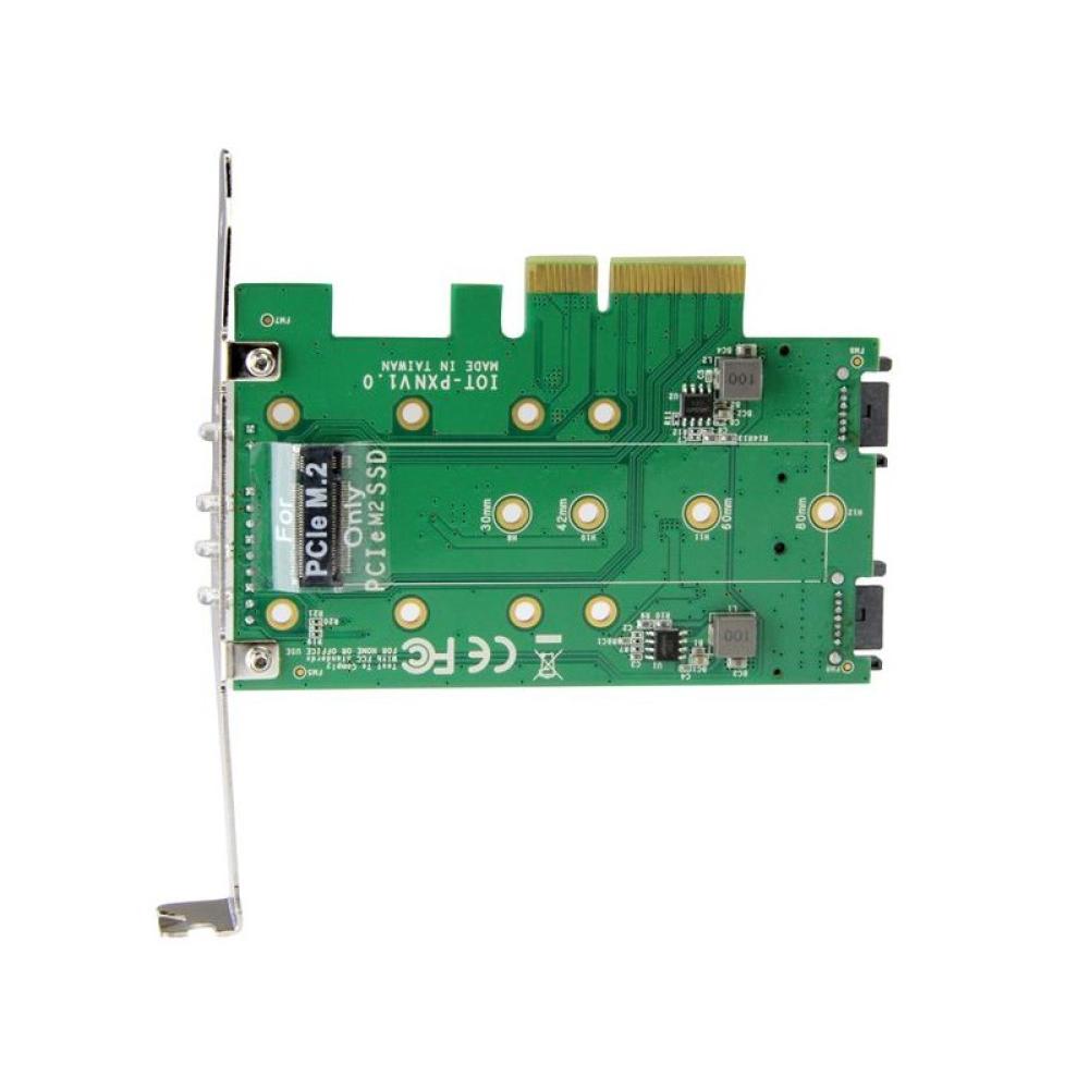 StarTech.com - Tarjeta Adaptadora de 3 Puertos M.2 NGFF para SSD - Soporta 1x SSD M.2 PCIe NVMe - 2x SSD M.2 SATA III - Adaptado