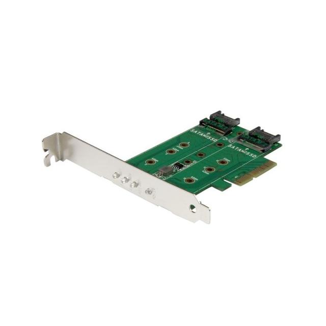 StarTech.com - Tarjeta Adaptadora de 3 Puertos M.2 NGFF para SSD - Soporta 1x SSD M.2 PCIe NVMe - 2x SSD M.2 SATA III - Adaptado