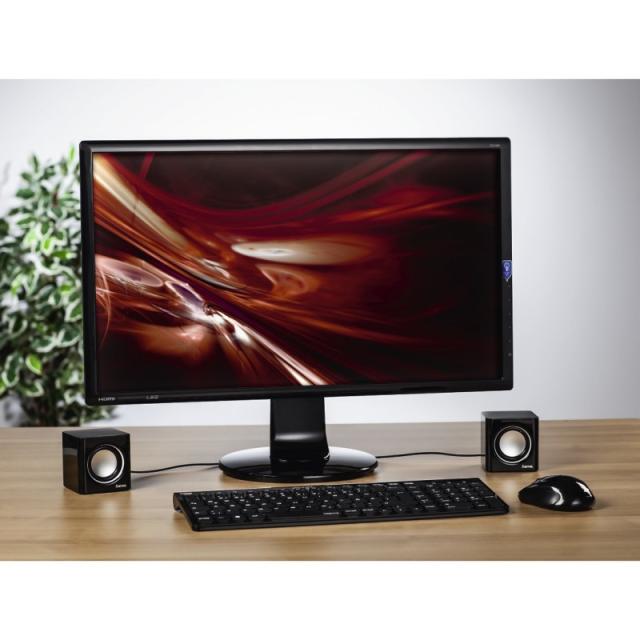 Hama - Altavoces Sonic Mobil 185, 3W, conexión jack 3,5mm, control de volumen, Color negro