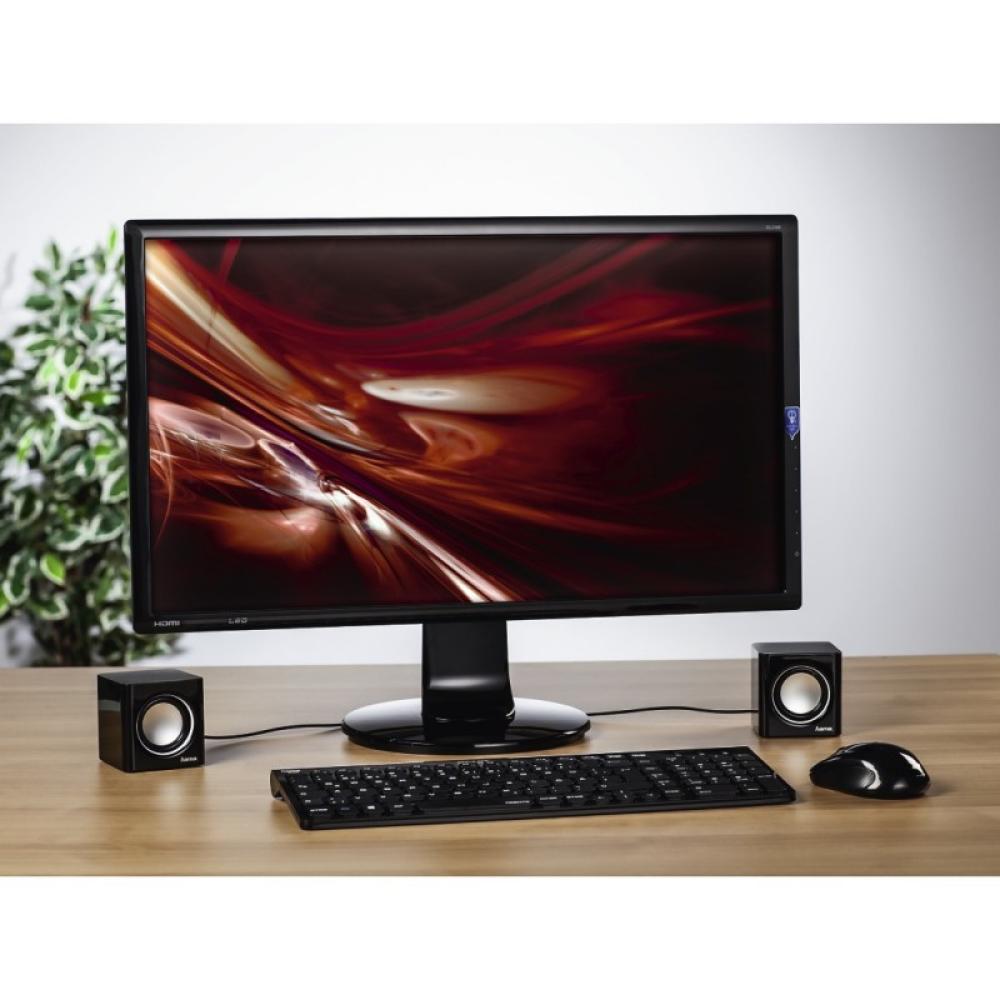 Hama - Altavoces Sonic Mobil 185, 3W, conexión jack 3,5mm, control de volumen, Color negro