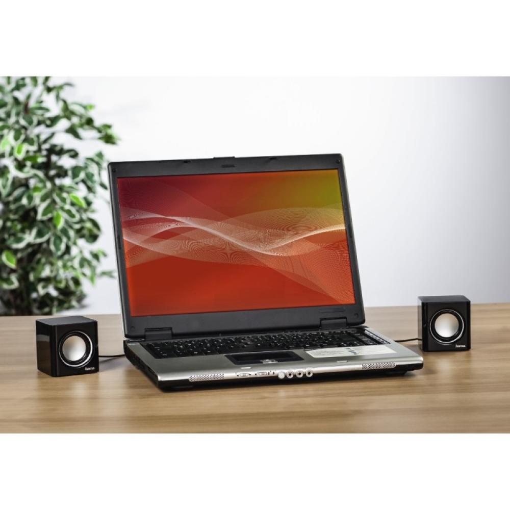 Hama - Altavoces Sonic Mobil 185, 3W, conexión jack 3,5mm, control de volumen, Color negro