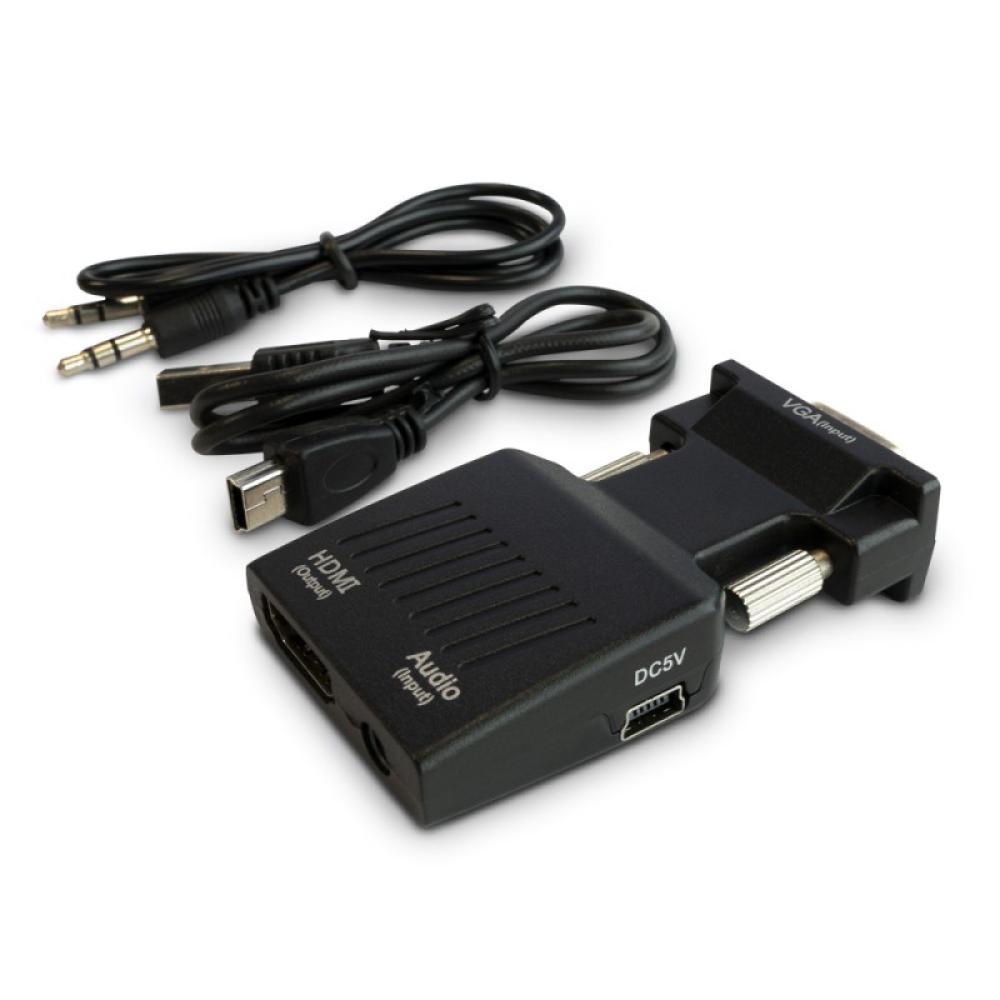 Savio - CL-145 VGA to HDMI converter Audio Full HD Black - Audio/Multimedia