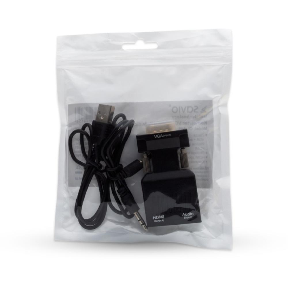 Savio - CL-145 VGA to HDMI converter Audio Full HD Black - Audio/Multimedia