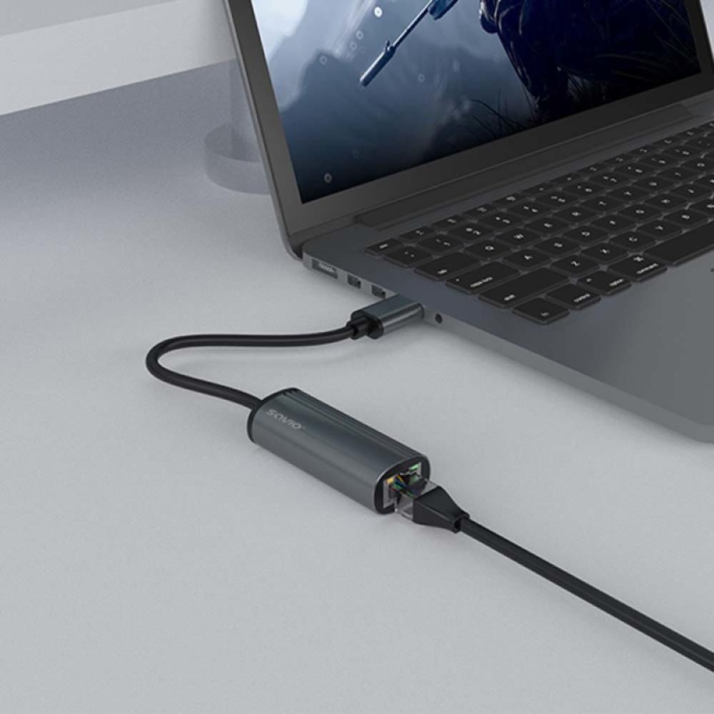Savio - AK-55 Adapter USB-A 3.1 GEN 1 do RJ-45 Gigabit Ethernet USB 3.2 Gen 1 (3.1 Gen 1) Type-A 1000 Mbit/s Negro