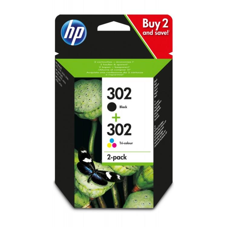 HP - Paquete de ahorro de 2 cartuchos de tinta original 302 negro/tricolor