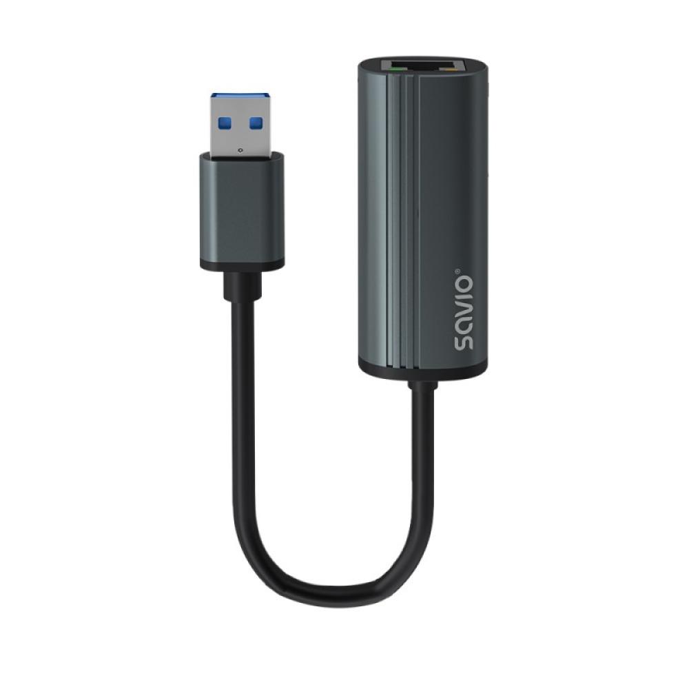 Savio - AK-55 Adapter USB-A 3.1 GEN 1 do RJ-45 Gigabit Ethernet USB 3.2 Gen 1 (3.1 Gen 1) Type-A 1000 Mbit/s Negro